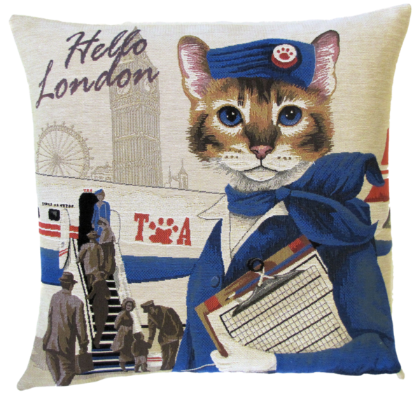 Kissen Katze STEWARDESS HELLO LONDON