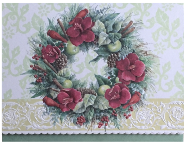 Carol Wilson Weihnachtskarten Amaryllis Wreath (Amaryllis Kranz)