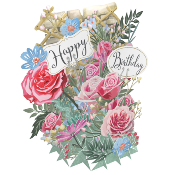 3 D Karte BIRTHDAY FLOWERS - Blumenstrauß