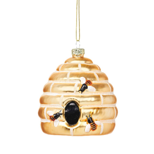 Weihnachtskugel Bienenkorb aus Glas und Glitter von Sass and Belle