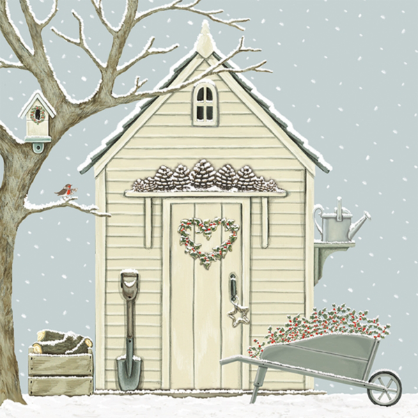 Kartenset Christmas SallyS WINTER GARTENSCHUPPEN von Wrendale Designs aus England
