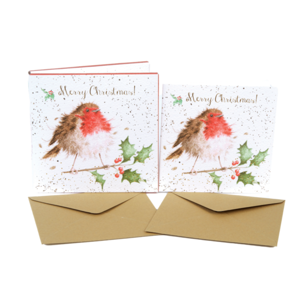 Kartenset Christmas ROTKEHLCHEN ILEX von Wrendale Designs aus England