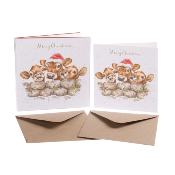 Kartenset Christmas KUH CHRISTMAS CALVES von Wrendale Designs aus England