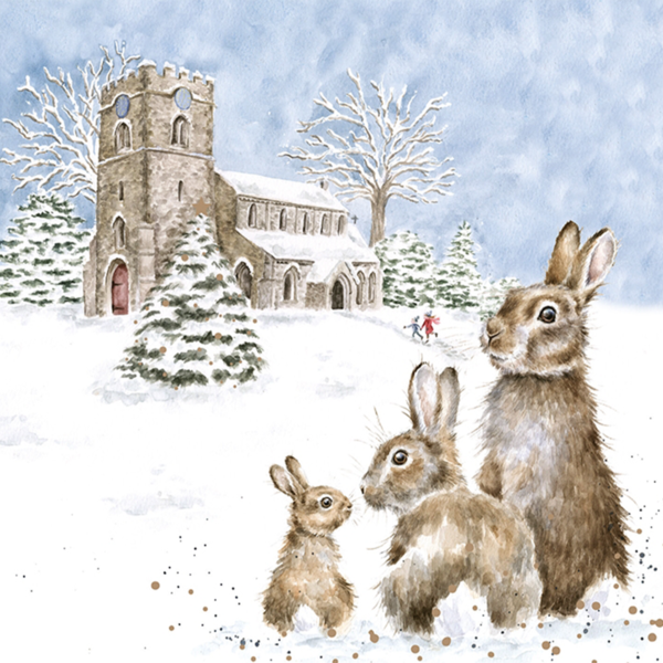 Kartenset Christmas KANINCHEN SILENT NIGHT von Wrendale Designs aus England