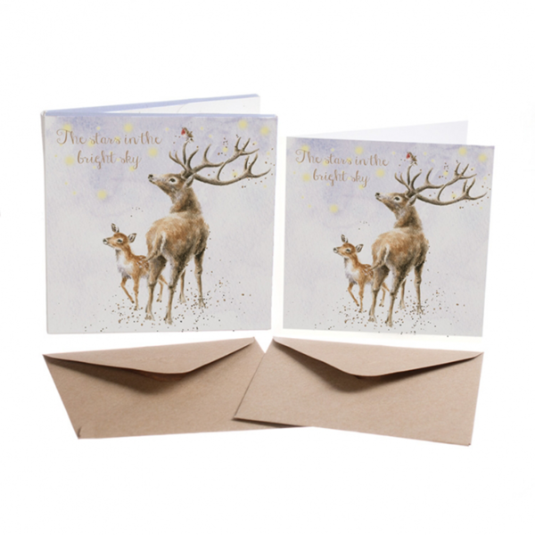 Kartenset Christmas HIRSCH THE STARS von Wrendale Designs aus England