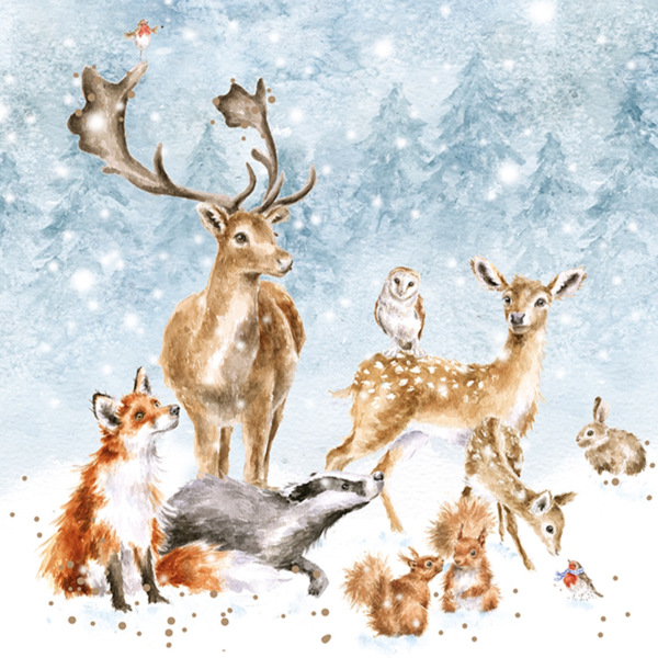 Kartenset Christmas WALDTIERE WINTER WONDERLAND von Wrendale Designs aus England